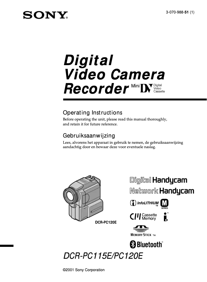 Image de la première page du manuel de l'appareil DCR-PC120