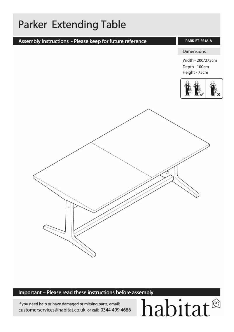 Page 1 de la notice Manuel utilisateur Habitat Parker