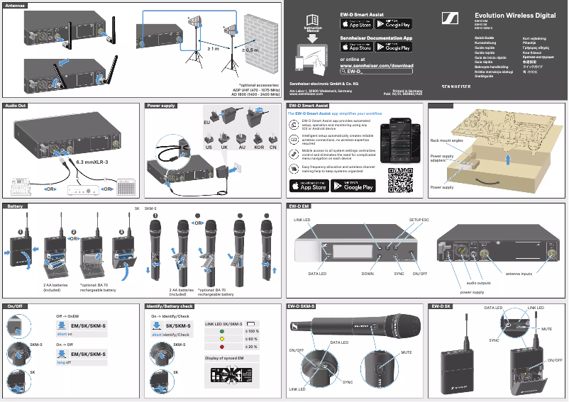 Page 1 de la notice Manuel utilisateur Sennheiser Evolution Wireless Digital
