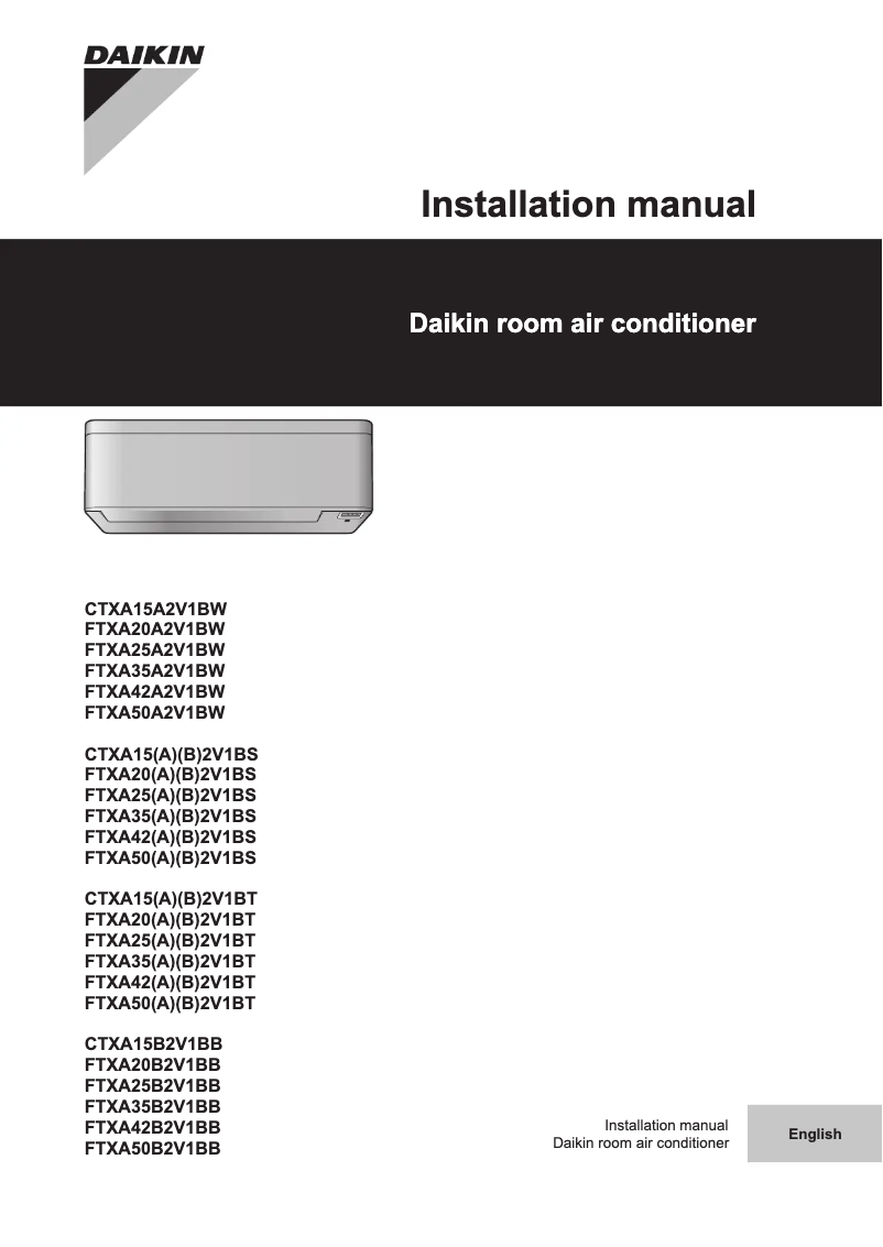 Page 1 de la notice Manuel utilisateur Daikin FTXA50AW