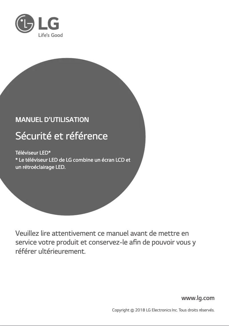 Page 1 de la notice Manuel utilisateur LG 43UK6300PVB