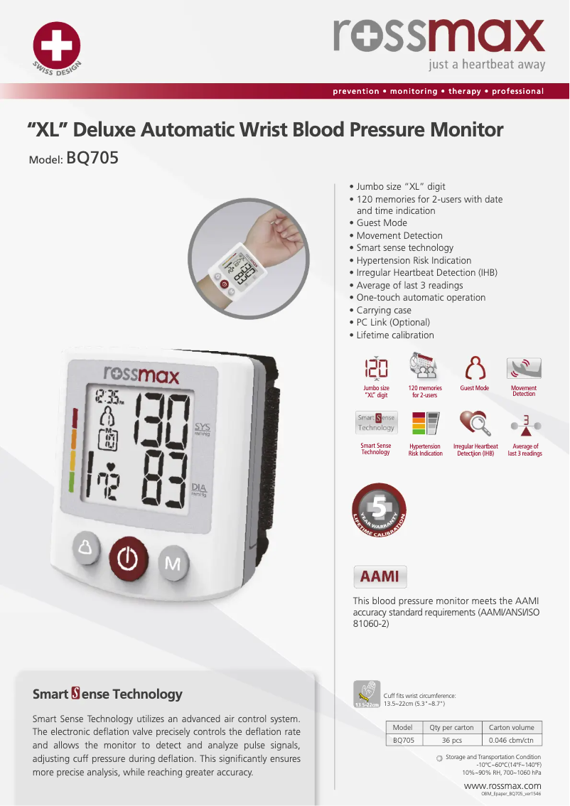 Page 1 de la notice Brochure Rossmax BQ705