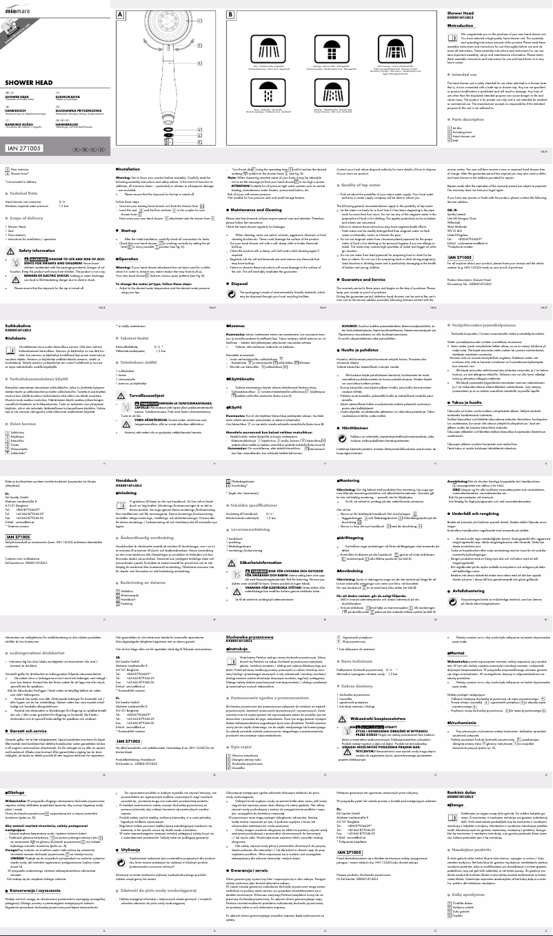 Page n°1 - Manuel utilisateur Miomare IAN 271005