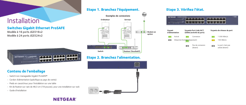 Page n°1 - Guide d'installation Netgear ProSafe JGS516v2