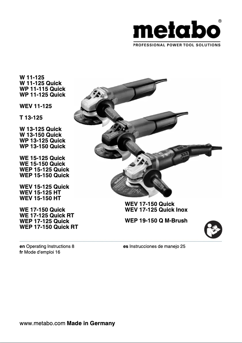 Page 1 de la notice Manuel utilisateur Metabo WP 13-150 Quick