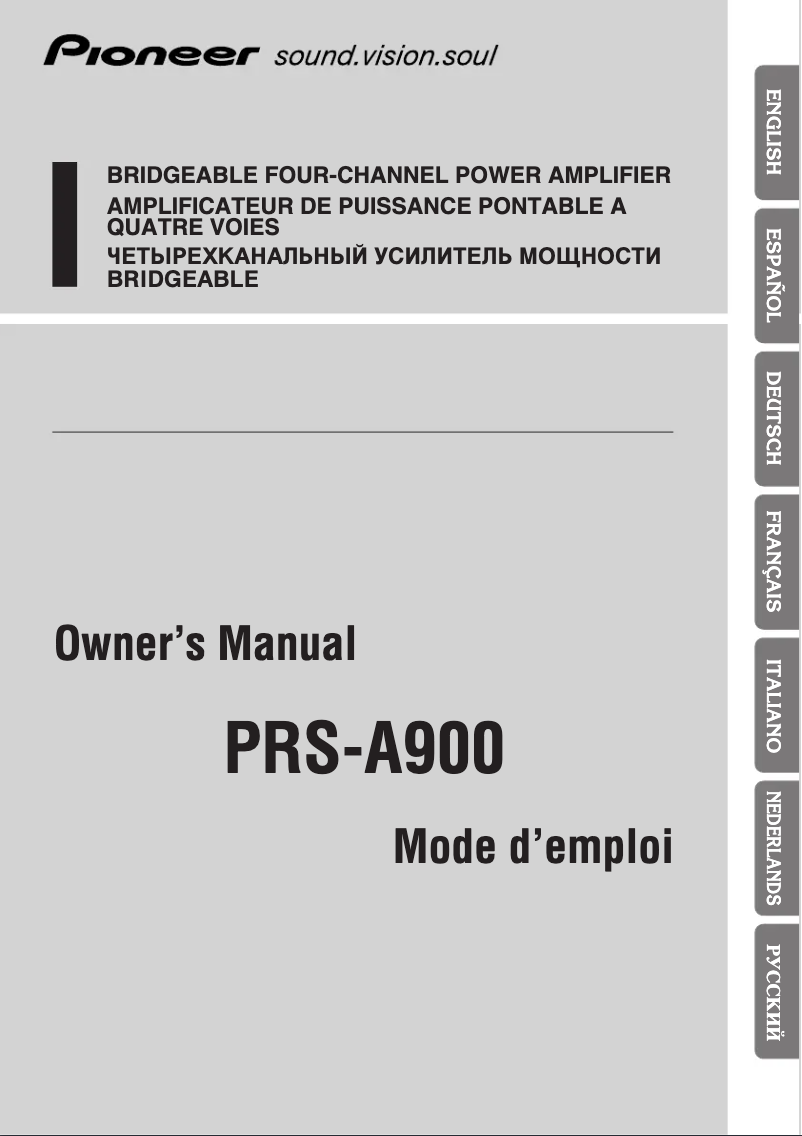 Page n°1 - Manuel utilisateur Pioneer PRS-A900