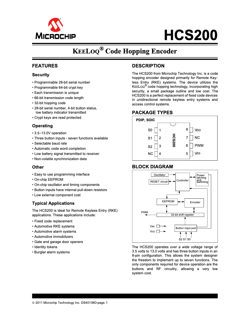 Imagen de la primera página del manual del dispositivo HCS200