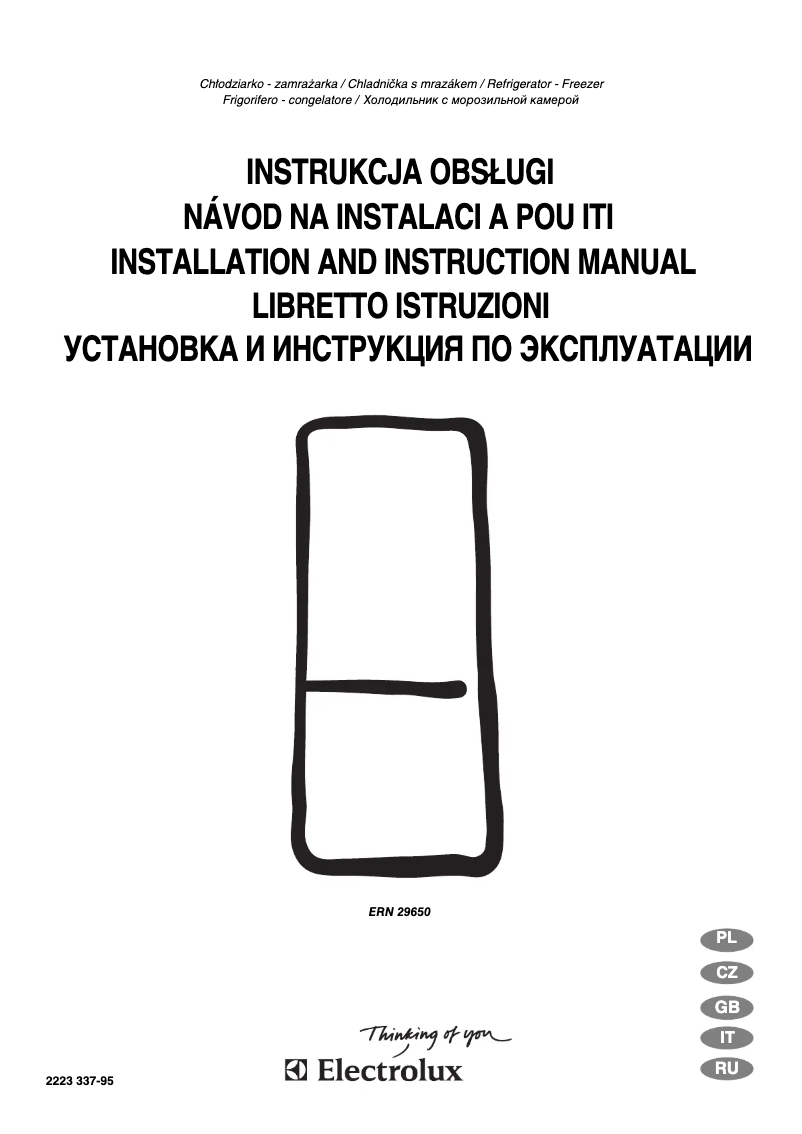 Page 1 de la notice Manuel utilisateur Electrolux ERN29650