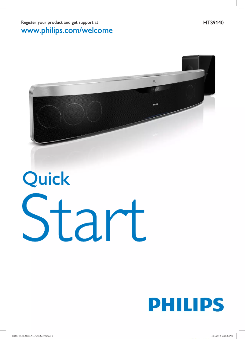 Page 1 de la notice Guide de démarrage rapide Philips HTS9140