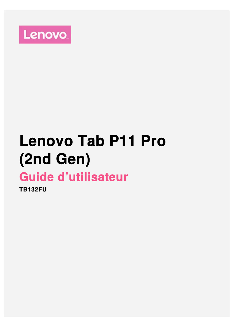 Page 1 de la notice Manuel utilisateur Lenovo Tab P11 Pro (2nd Gen)