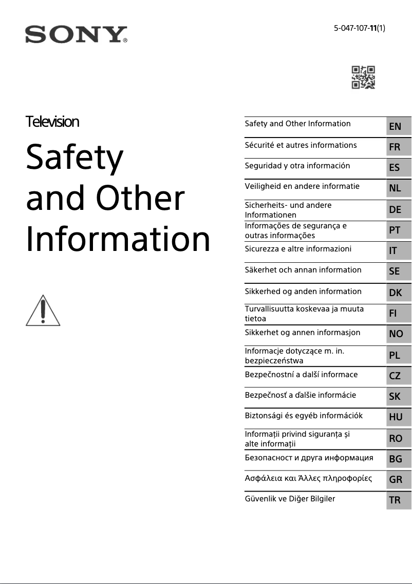 Page 1 de la notice Manuel utilisateur Sony Bravia XR-75XR70