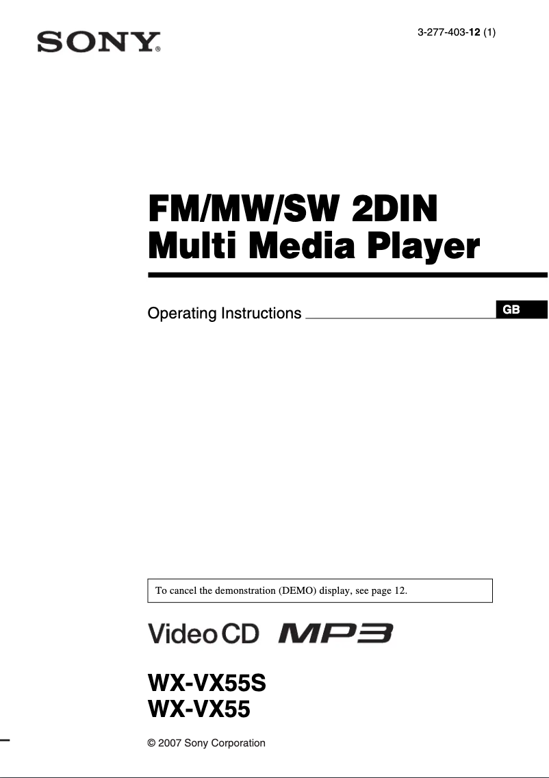 Image de la première page du manuel de l'appareil WX-VX55