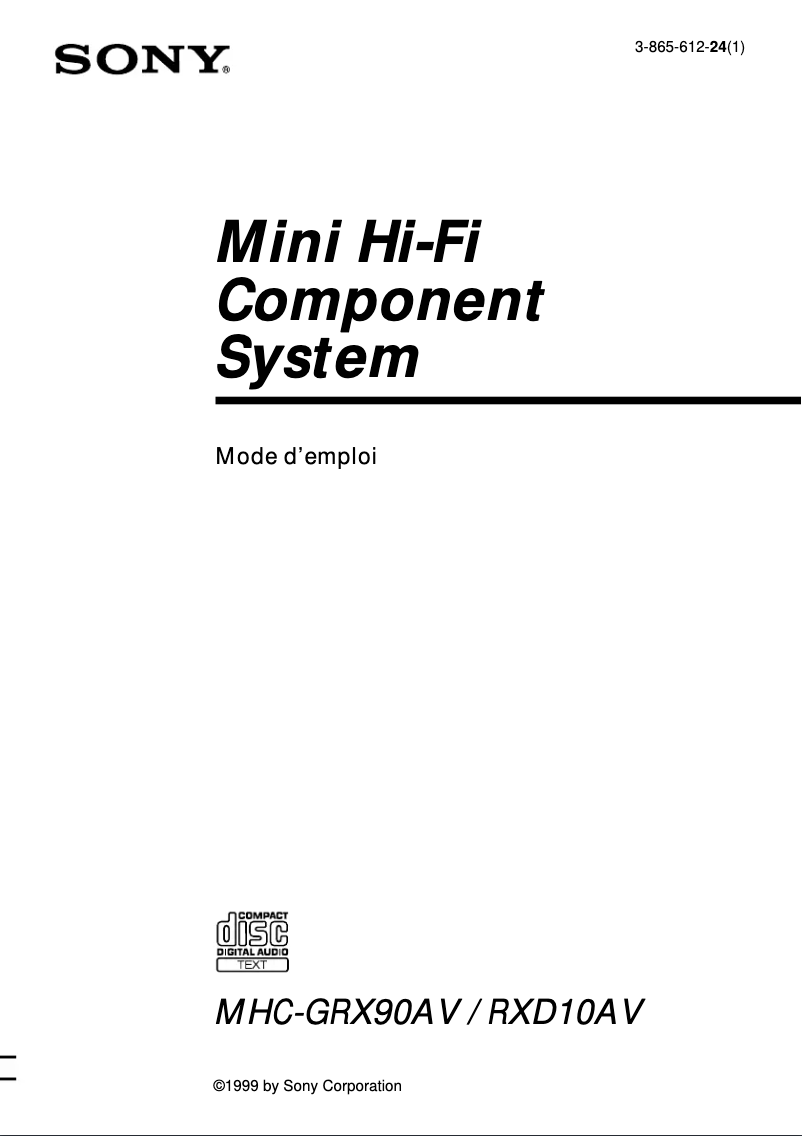 Imagen de la primera página del manual del dispositivo MHC-RXD10AV