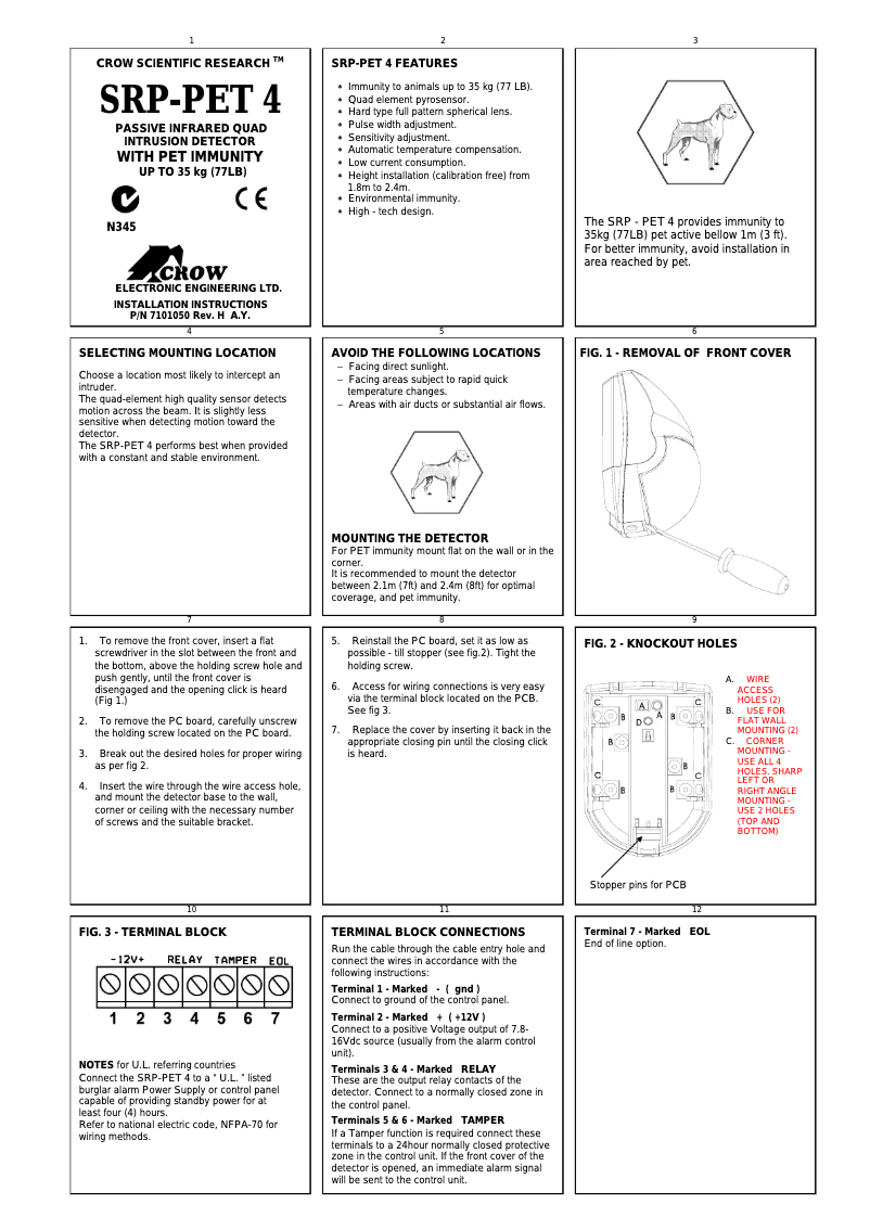 Page n°1 - Manuel utilisateur Crow SRP-PET 4