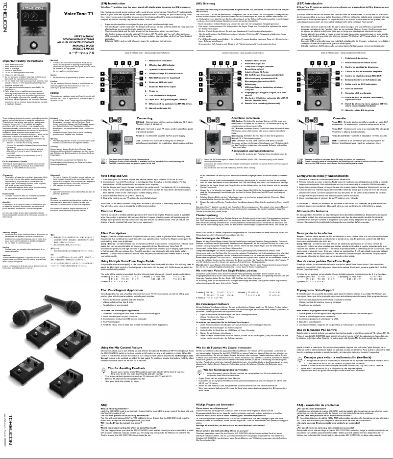 Image de la première page du manuel de l'appareil VoiceTone T1