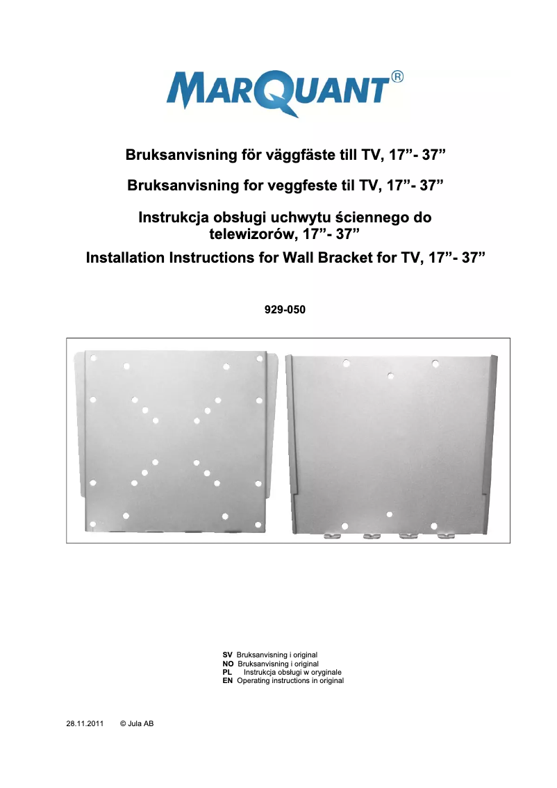 Page n°1 - Manuel utilisateur Marquant 929-050