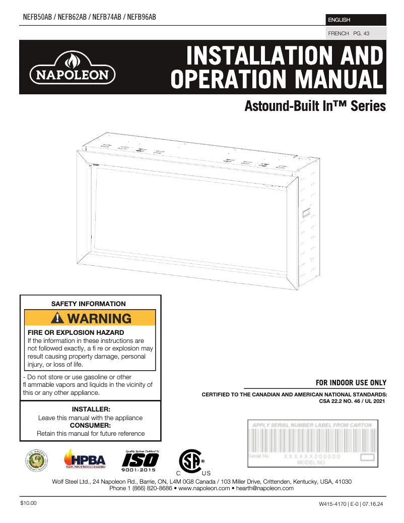 Image de la première page du manuel de l'appareil Astound-Built In NEFB96AB
