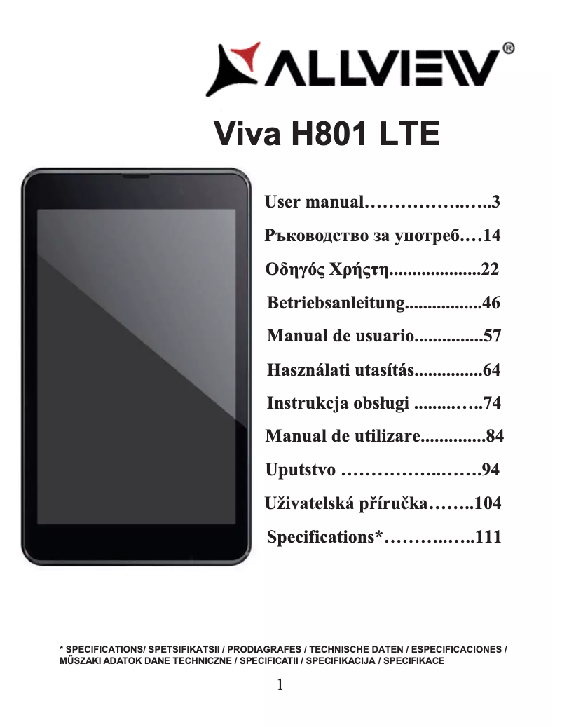 Página 1 del manual Manual de usuario Allview Viva H801 LTE