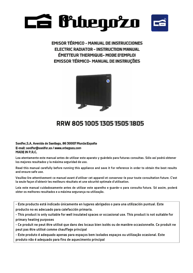 Image de la première page du manuel de l'appareil RRW 1805