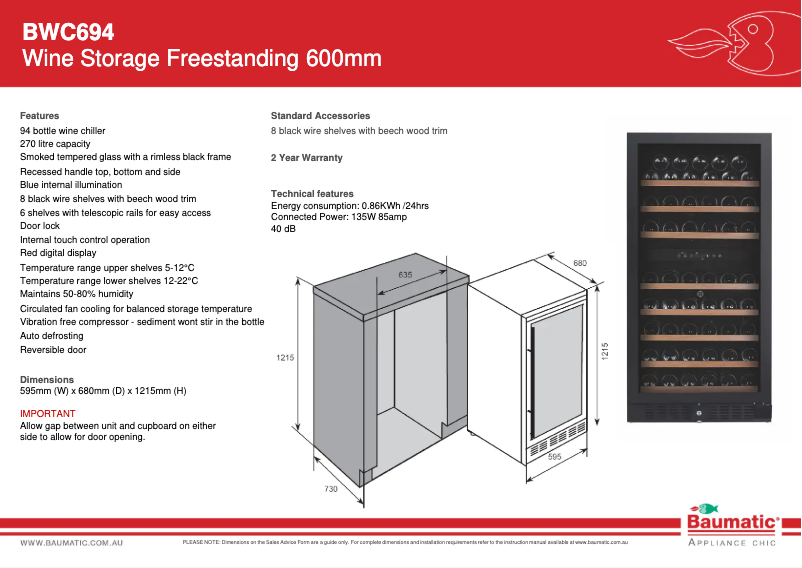 Image de la première page du manuel de l'appareil BWC694