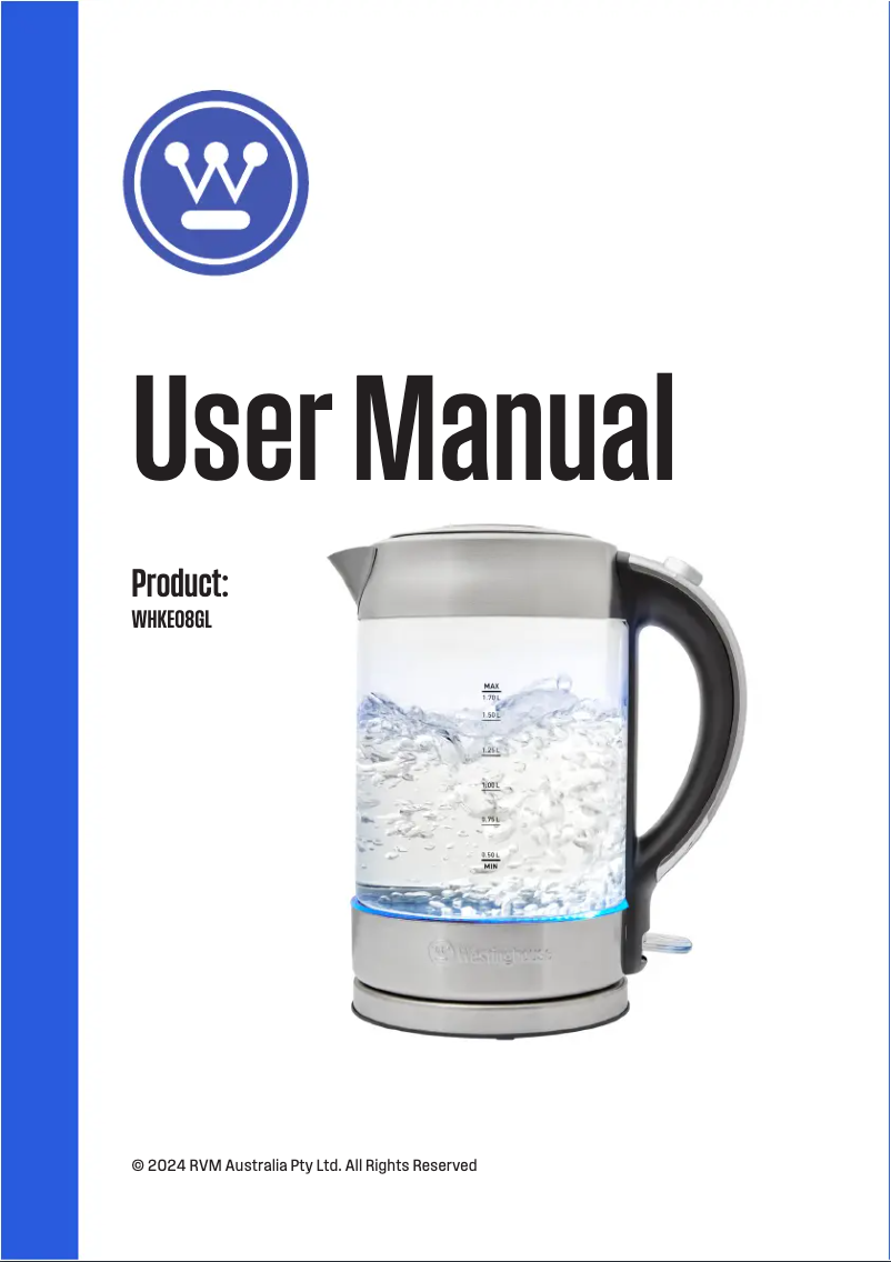 Page 1 de la notice Manuel utilisateur Westinghouse WHKE08GL