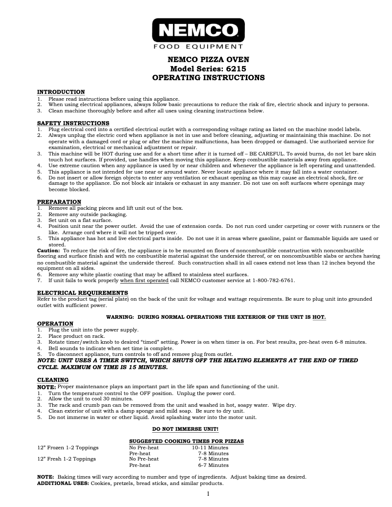 Page n°1 - Manuel utilisateur Nemco 66628