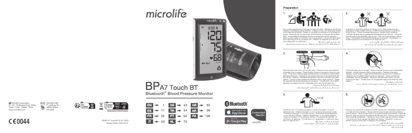 Page 1 de la notice Manuel utilisateur Microlife BP A7 Touch