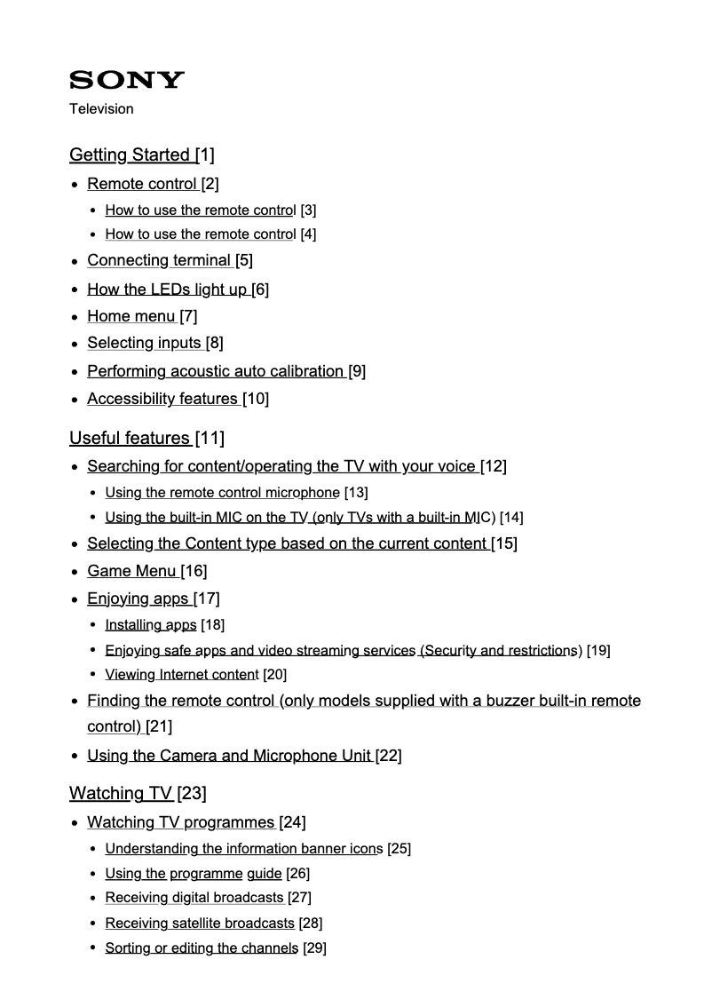 Página 1 del manual Manual de usuario Sony Bravia K-85XR90