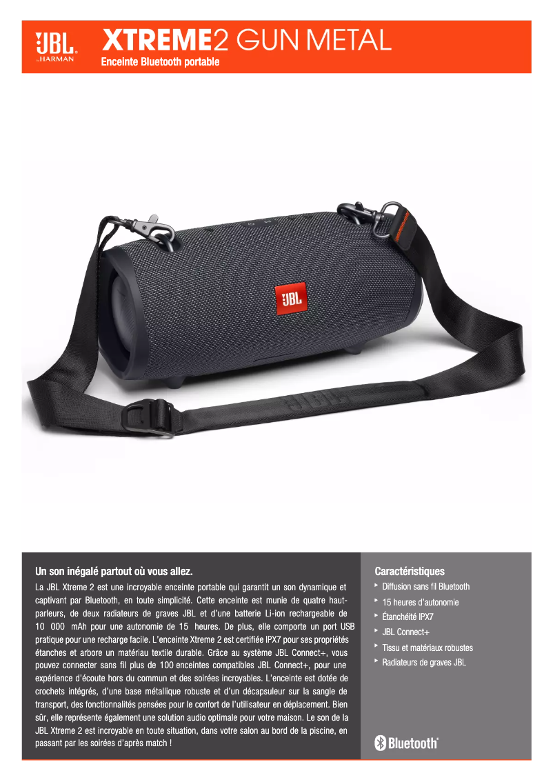 Page 1 de la notice Fiche technique JBL Xtreme 2
