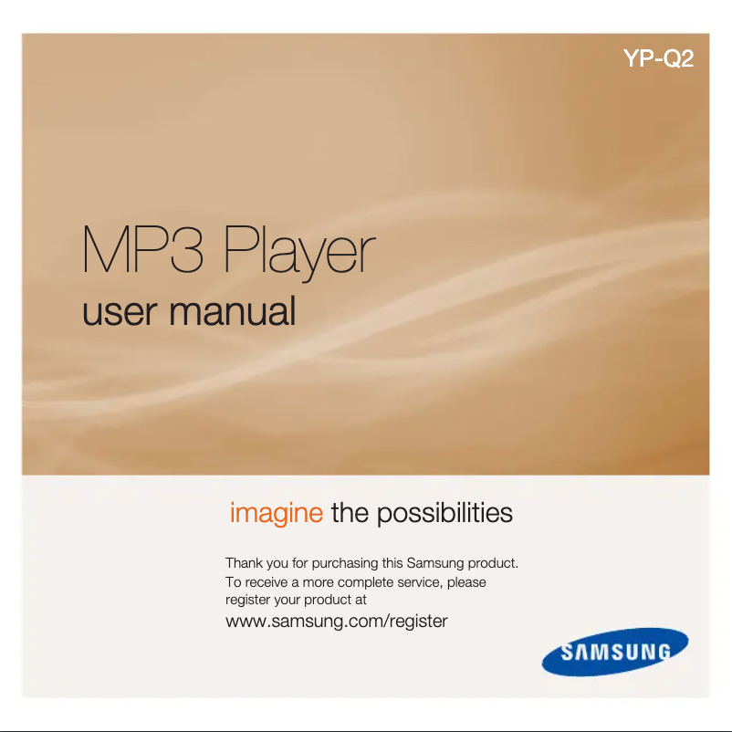 Page 1 de la notice Manuel utilisateur Samsung YP-Q2JCW