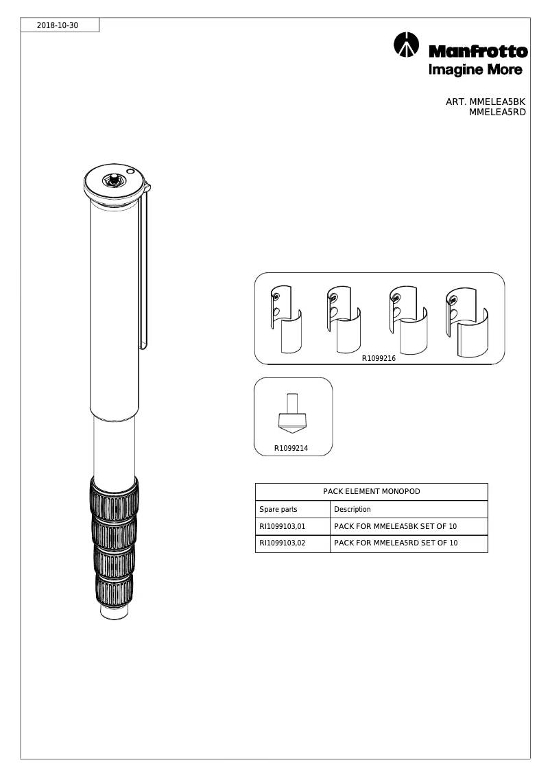 Page n°1 - Manuel utilisateur Manfrotto Element Monopod