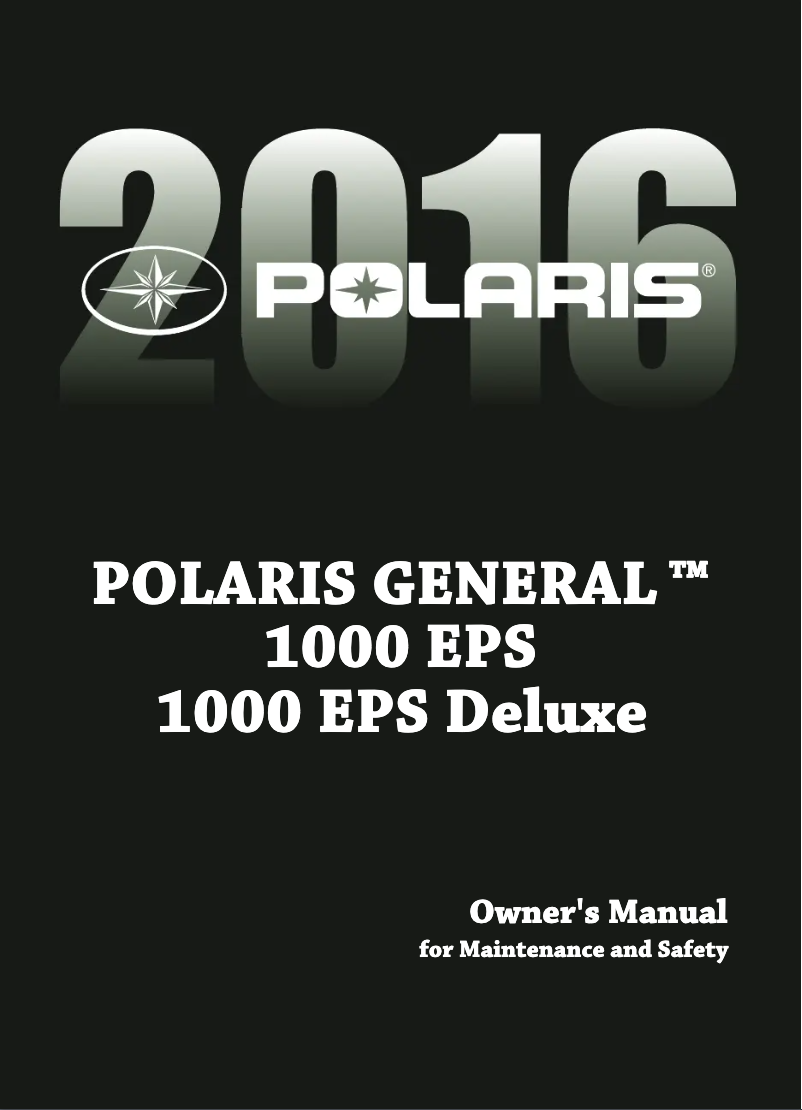 Page n°1 - Manuel utilisateur Polaris General 1000 Deluxe (2016)