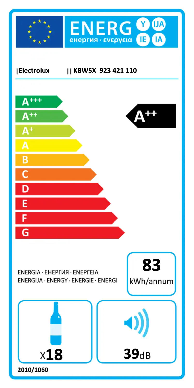 Page n°1 - Label énergétique Electrolux KBW5X