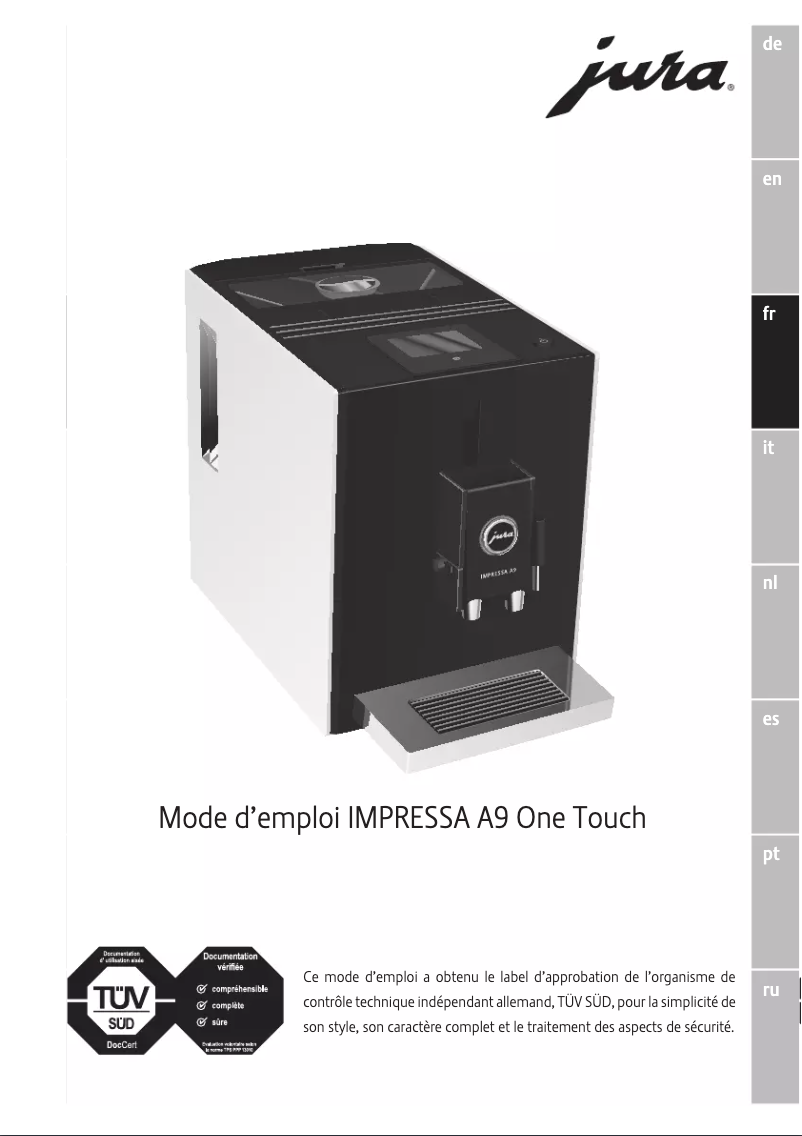 Image de la première page du manuel de l'appareil IMPRESSA A9 One Touch