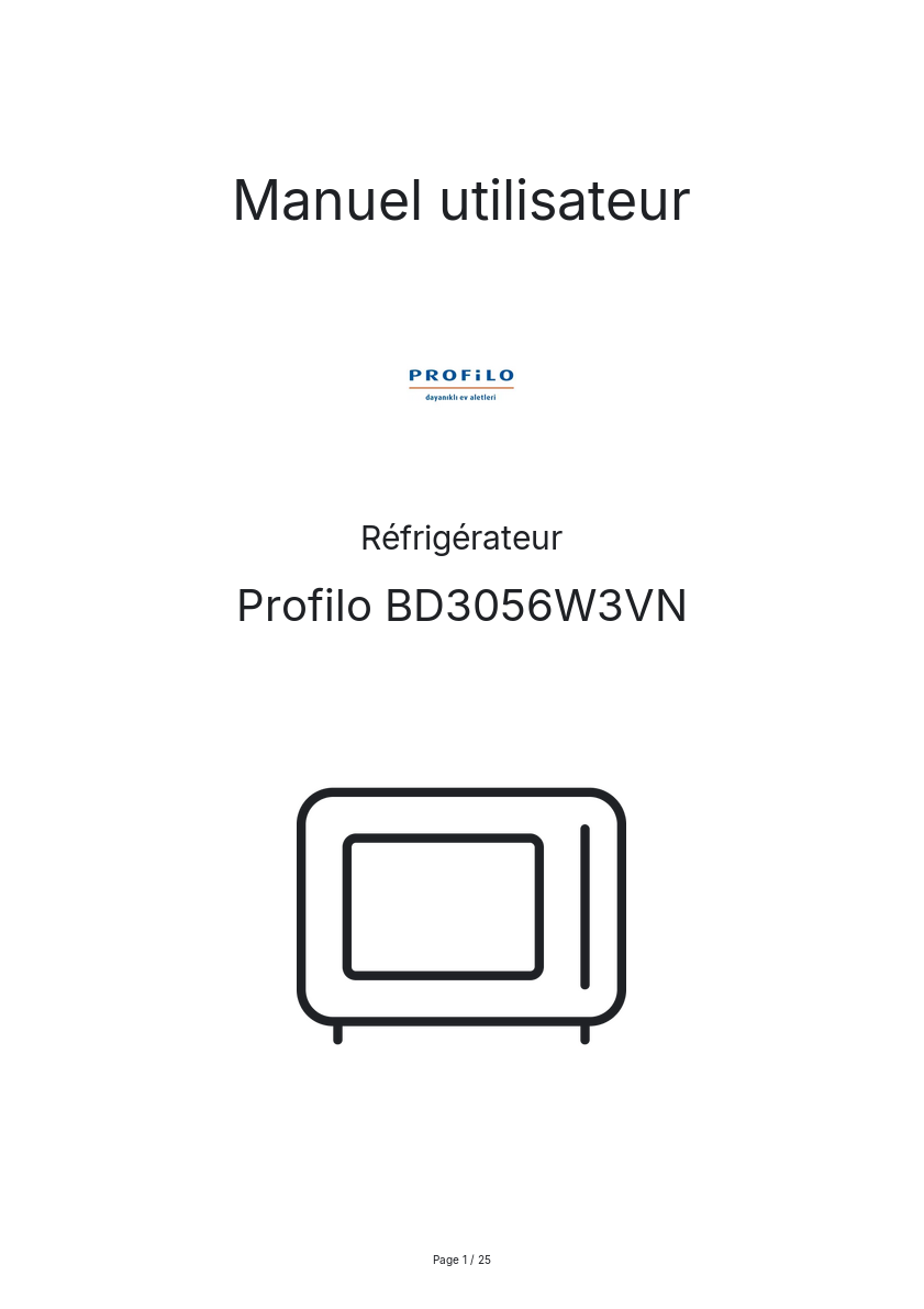 Page n°1 - Manuel utilisateur Profilo BD3056W3VN
