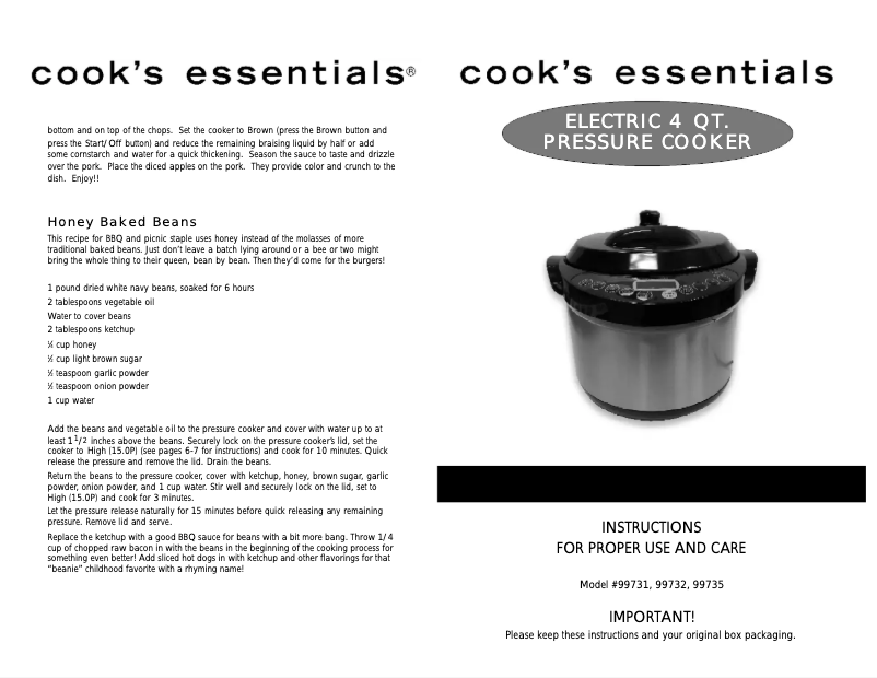 Page n°1 - Manuel utilisateur Cook's essentials 99731
