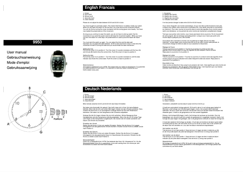 Page n°1 - Manuel utilisateur Davis 9950