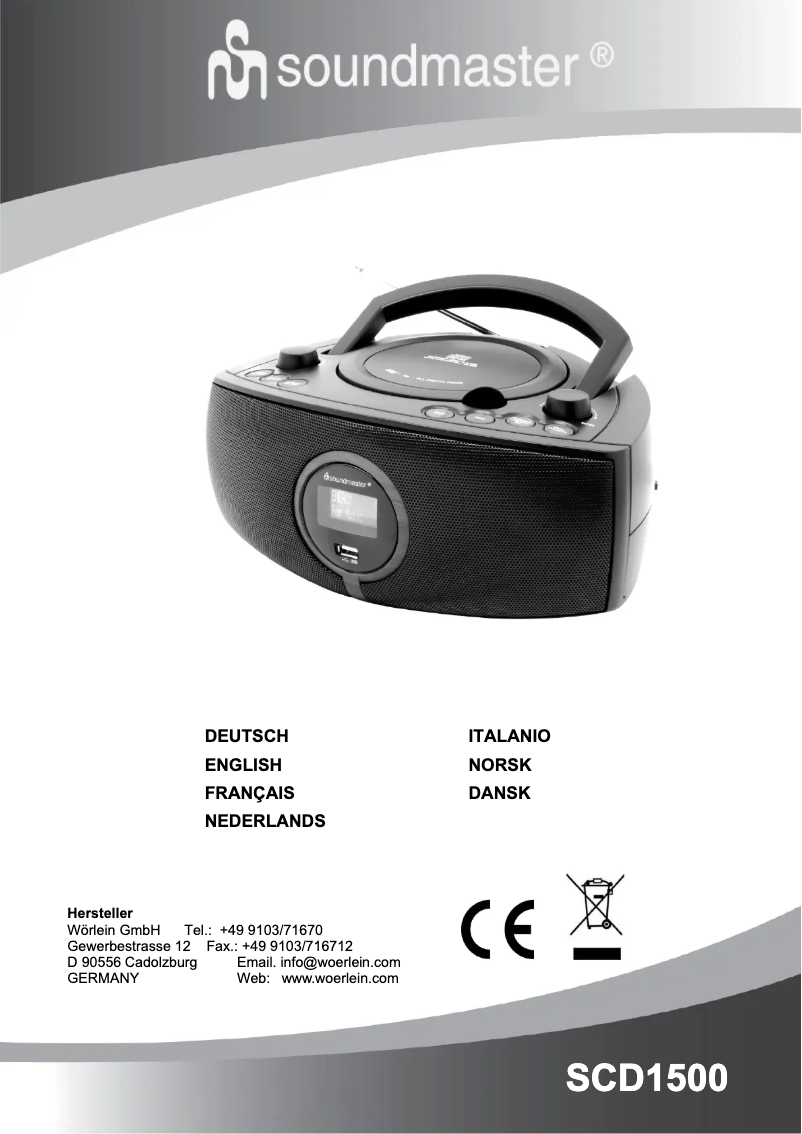 Page 1 de la notice Manuel utilisateur Soundmaster SCD1500WE