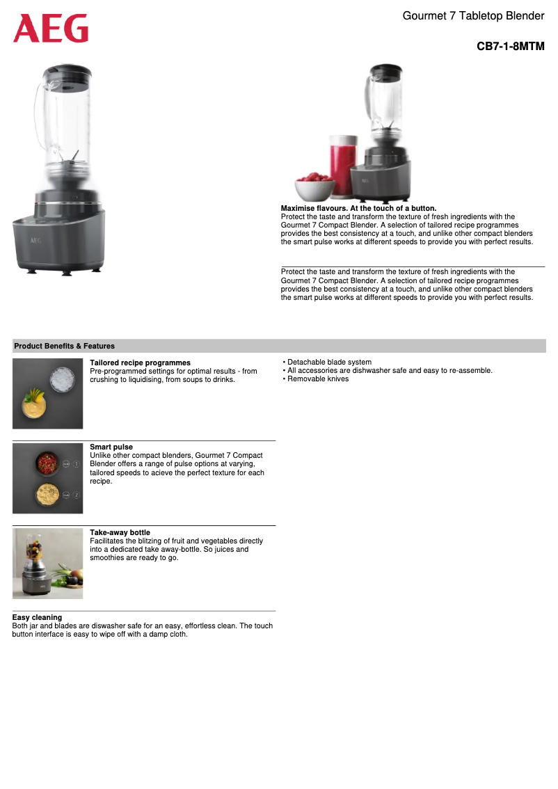 Image de la première page du manuel de l'appareil Gourmet 7 CB7-1-8MTM