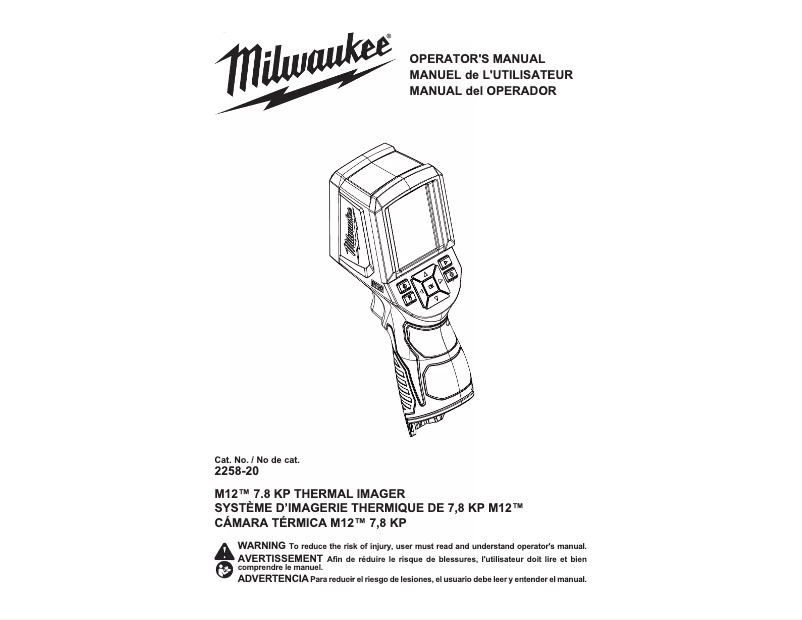 Page 1 de la notice Manuel utilisateur Milwaukee 2258-21