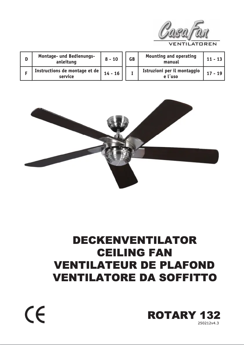 Page n°1 - Manuel utilisateur CasaFan Rotary