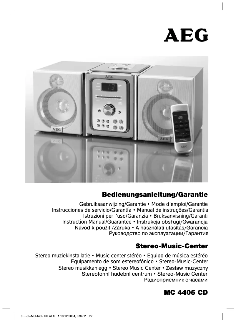 Page 1 de la notice Manuel utilisateur AEG MC 4405 CD