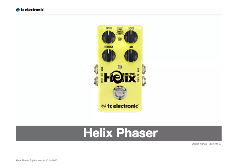 Page n°1 - Mode d'emploi TC Electronic Helix Phaser