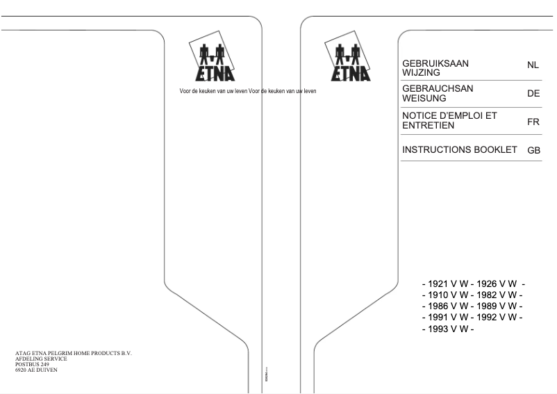 Page 1 de la notice Manuel utilisateur Etna 1921BRCA