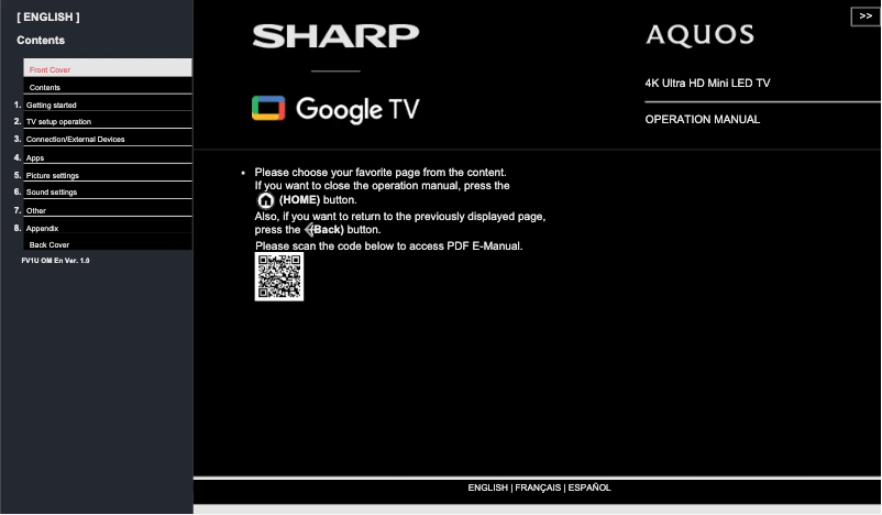 Page 1 de la notice Manuel utilisateur Sharp 4T-C75FV1U