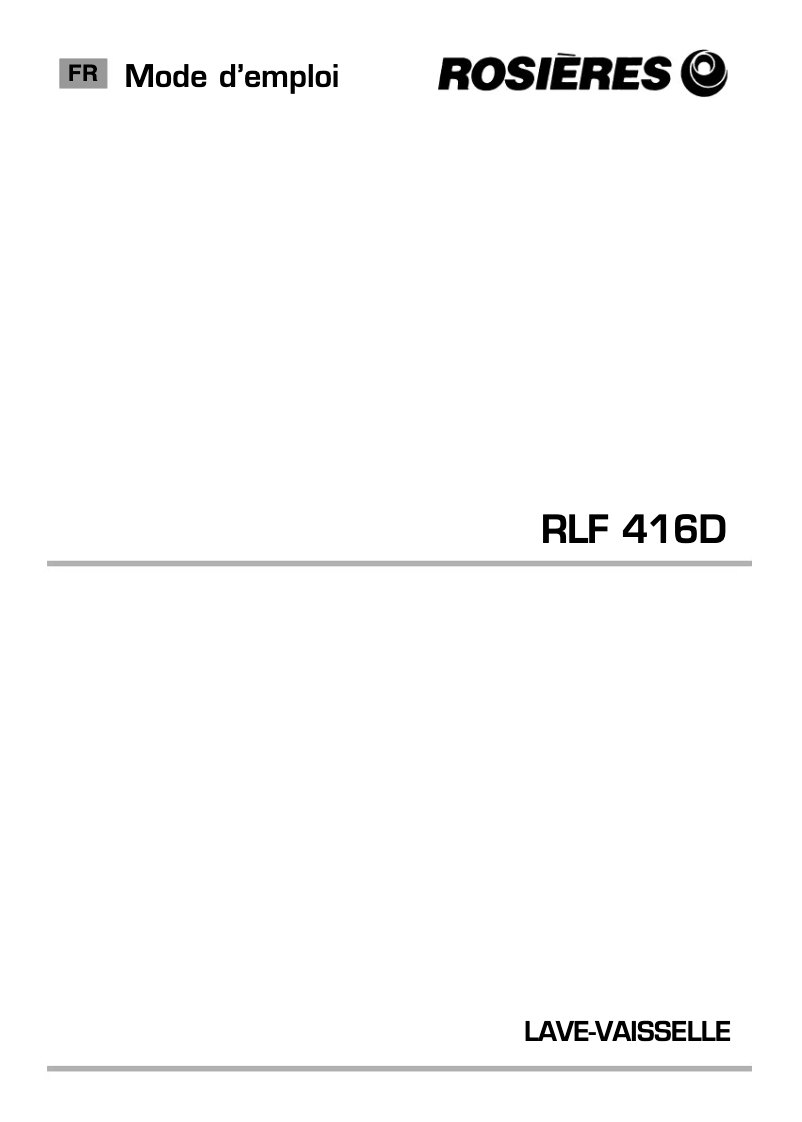 Image de la première page du manuel de l'appareil RLF 416D