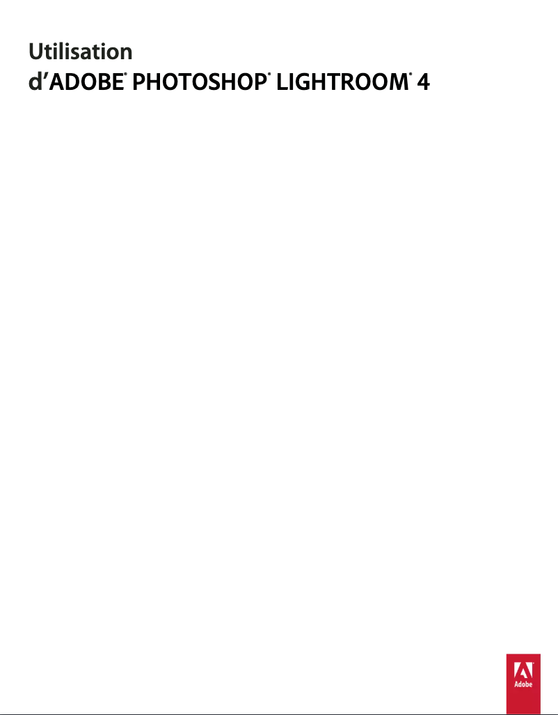 Image de la première page du manuel de l'appareil Photoshop Lightroom 4