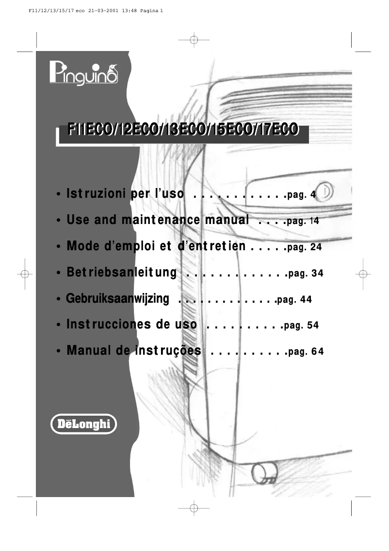 Page 1 de la notice Manuel utilisateur DeLonghi PAC F 17 OEKO