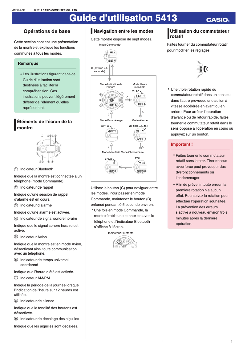 Image de la première page du manuel de l'appareil G-Shock GBA-400