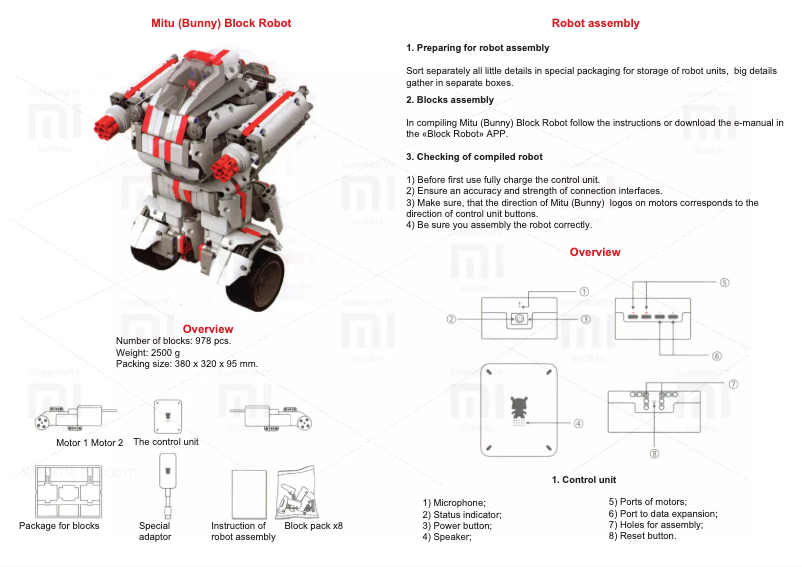 Page 1 de la notice Manuel utilisateur Xiaomi Mi Bunny MITU Toy Block Robot